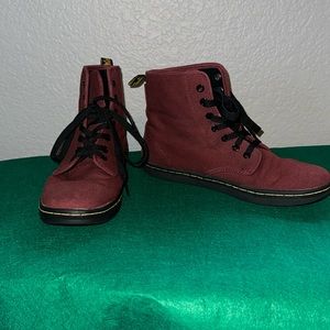 Worn once, size 8, maroon canvas, Dr Martens Shoreditch